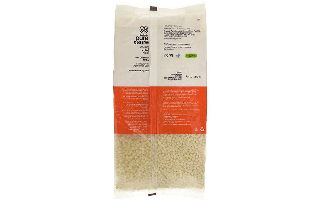 Pure & Sure Organic Urad Daal White Whole   Pack  500 grams